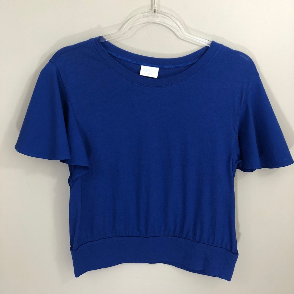 Abount Blue Crop Ruffle‎ Top M